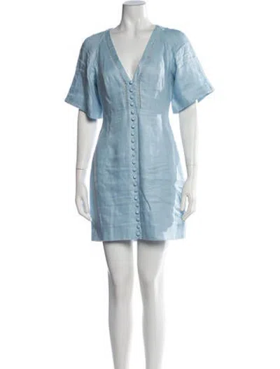 Pre-owned Joslin Linen Mini Dress In Blue