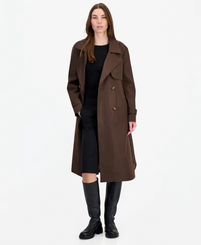 Jou Jou Women's Belted Trench Coat In Chocolate