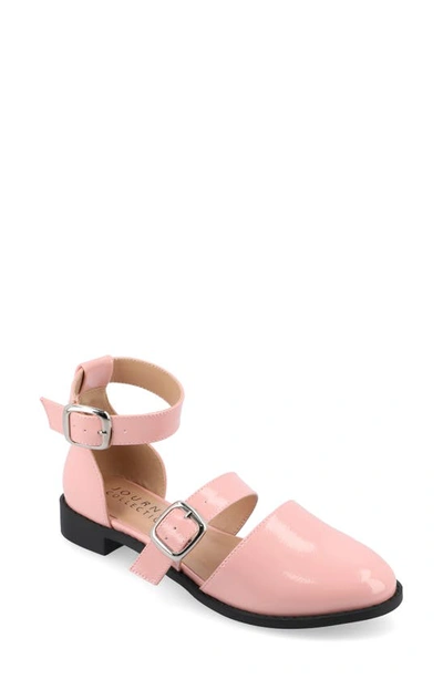 Journee Collection Constance Buckle Strap Flat In Blush