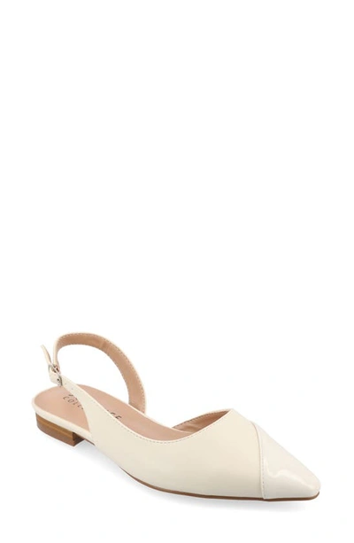 Journee Collection Daphnne Cap Toe Slingback Flat In Ivory