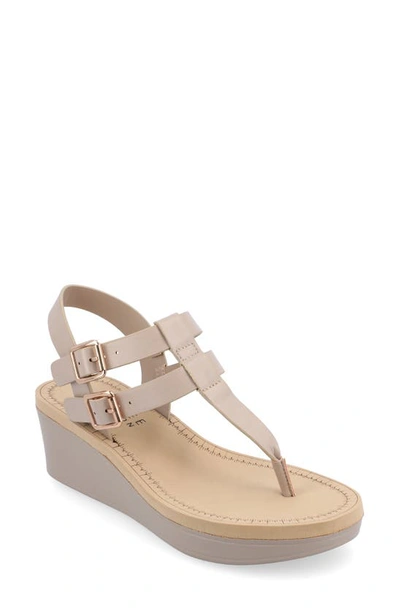 Journee Collection Journee Bianca Wedge Sandal In Taupe