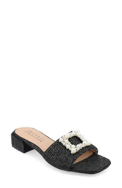 Journee Collection Justina Embellished Raffia Slide Sandal In Black