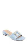 Journee Collection Justina Embellished Raffia Slide Sandal In Blue