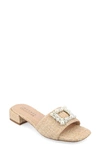 Journee Collection Justina Embellished Raffia Slide Sandal In Natural