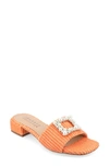 Journee Collection Justina Embellished Raffia Slide Sandal In Orange