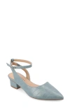 Journee Collection Keefa Croc Embossed Ankle Strap Pump In Blue