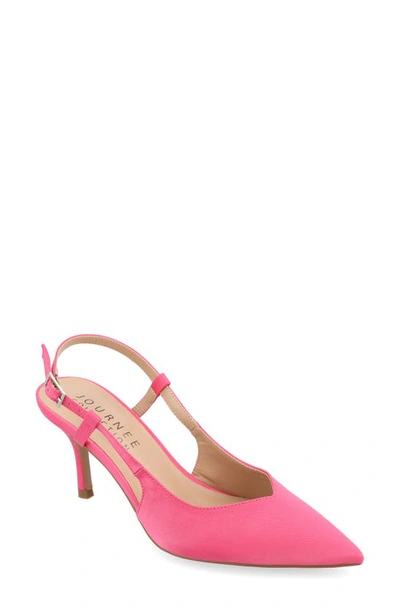 Journee Collection Knightly Pointed Toe Slingback Pump In Patent,pink