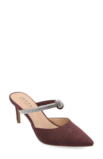Journee Collection Lunna Crystal Embellished Pump In Wine
