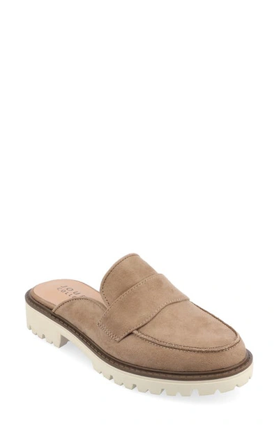 Journee Collection Miycah Lug Sole Platform Mule In Taupe