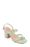 Journee Collection Olivina Jute Block Heel Slingback Sandal In Sage