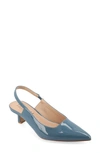 Journee Collection Paulina Slingback Pump In Patent/ Blue