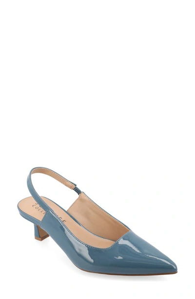 Journee Collection Paulina Slingback Pump In Patent/ Blue