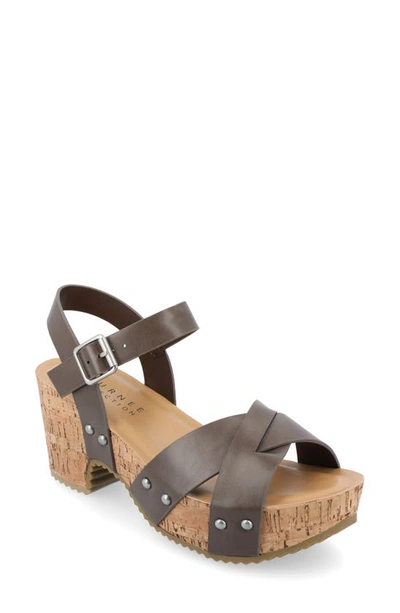 Journee Collection Platform Sandal In Brown