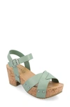 Journee Collection Platform Sandal In Green Faux Leather- Polyurethane