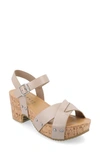 Journee Collection Platform Sandal In Taupe Faux Leather- Polyurethane
