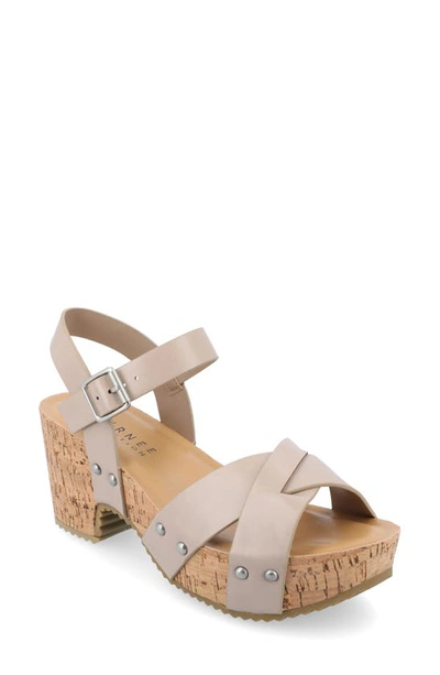 Journee Collection Platform Sandal In Taupe