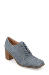 Journee Collection Sylvan Block Heel Derby Pump In Denim