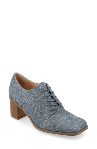 Journee Collection Sylvan Block Heel Derby Pump In Denim