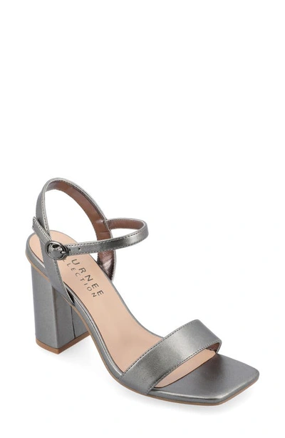 Journee Collection Tru Comfort Foam Tivona Sandal In Pewter Faux Leather- Polyurethane