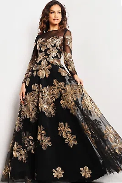 Pre-owned Jovani 36716 Evening Dress Lowest Price Guarantee Authentic In Black/gold