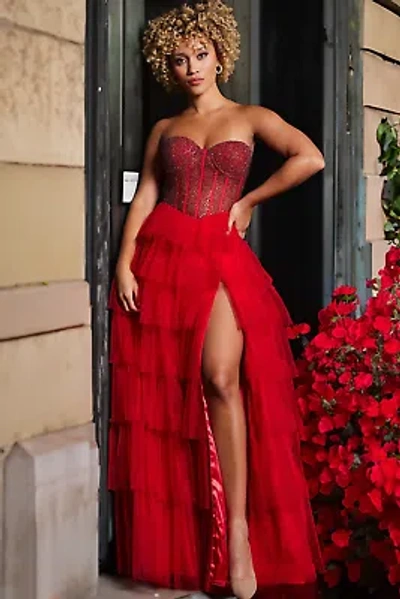 Pre-owned Jovani 38090 Evening Dress Lowest Price Guarantee Authentic In Red