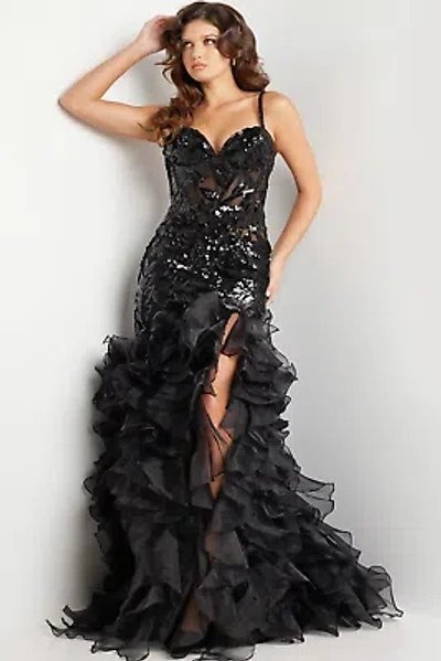 Pre-owned Jovani 38358 Evening Dress Lowest Price Guarantee Authentic In Black