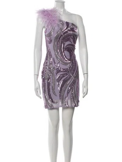 Pre-owned Jovani Patterned Mini Dress W/ Tags In Purple