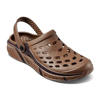 Joybees Graphic Trekking Womens Round Closed Toe Clogs In Brown