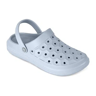 Joybees Solid Varsity Lined Womens Round Closed Toe Clogs In Blue