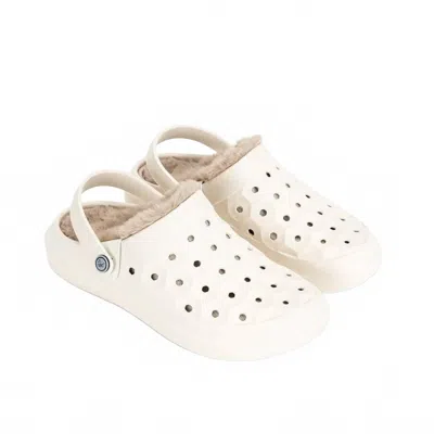 Joybees Unisex Varsity Lined Clog In Bone Taupe In White