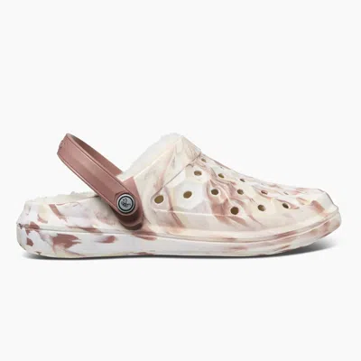 Joybees Unisex Varsity Lined Clog In Marbled Brown Natural In White