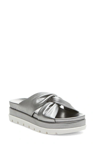 J/slides Nyc Bright Platform Slide Sandal In Pewter