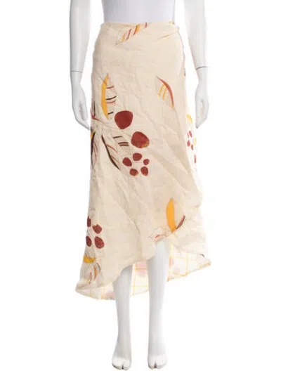 Pre-owned Juan De Dios Linen Long Skirt In Neutrals