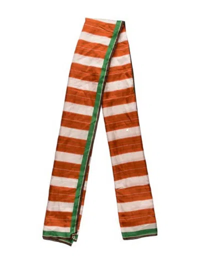 Pre-owned Juan De Dios Striped Scarf In Orange