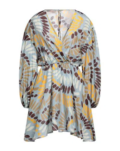 Jucca Woman Mini Dress Sky Blue Size 6 Silk