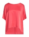 Jucca Woman Top Coral Size 6 Silk, Elastane In Red