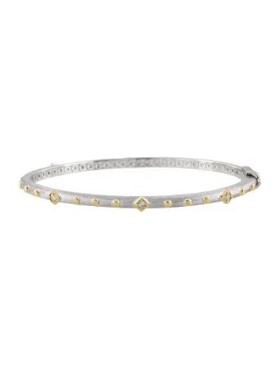 Pre-owned Jude Frances Diamond Kites Hinged Bangle Bracelet, 6.5" In Multicolor