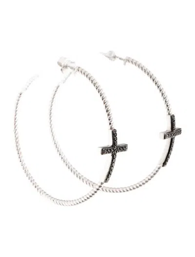 Pre-owned Jude Frances Spinel Cross Hoop Earrings In Multicolor