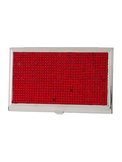 Pre-owned Judith Leiber Business Card Holder In Red/silver