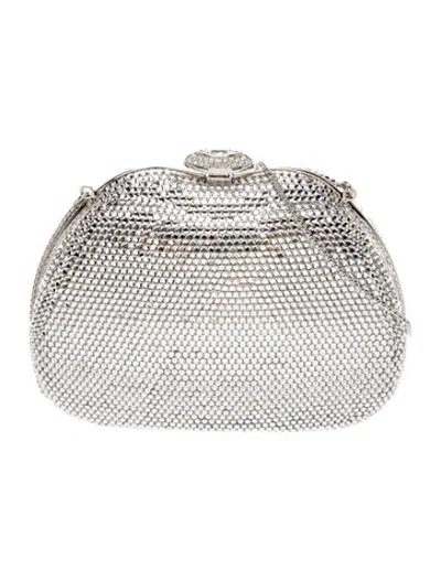 Pre-owned Judith Leiber Crystal Clutch In Metallic/silver