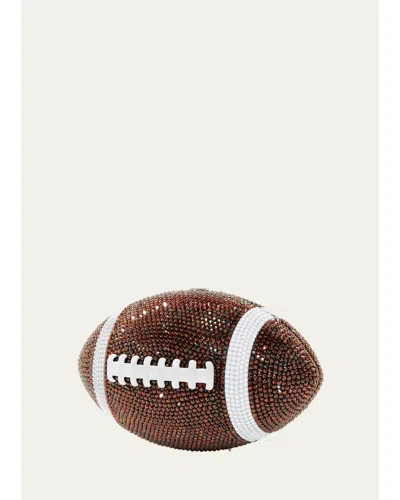 Judith Leiber Crystal Football Minaudiere Bag In Brown