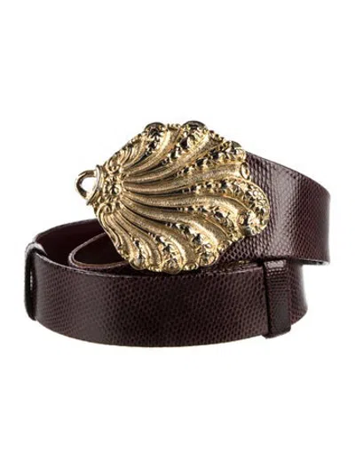 Pre-owned Judith Leiber Leather Waist Belt In Burgundy