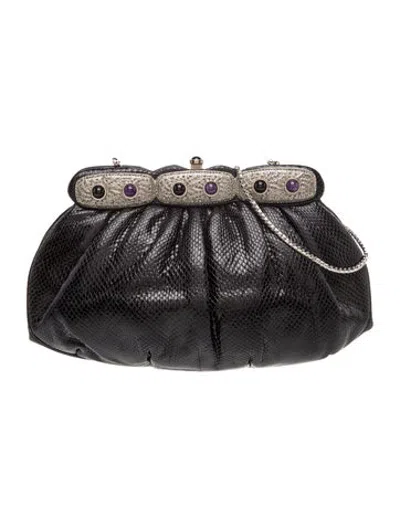 Pre-owned Judith Leiber Lizard Clutch In Black