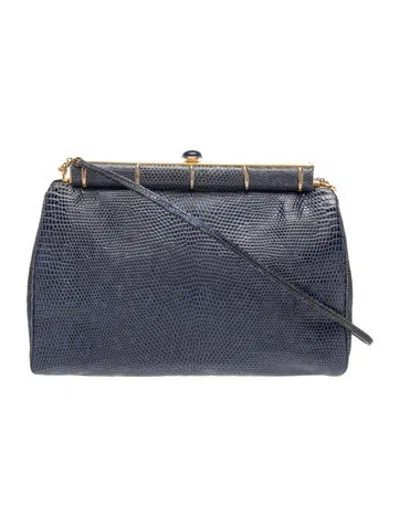 Pre-owned Judith Leiber Lizard Clutch In Blue