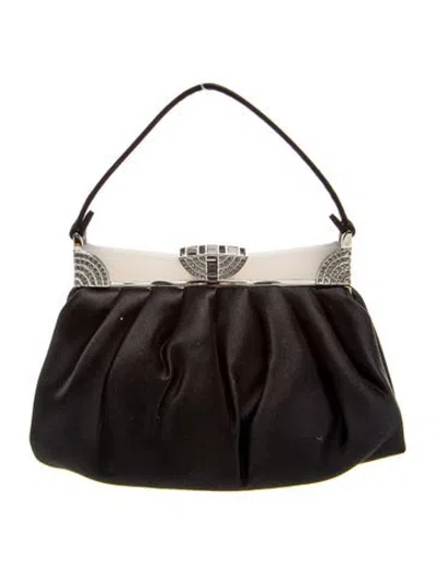 Pre-owned Judith Leiber Satin Clutch In Black