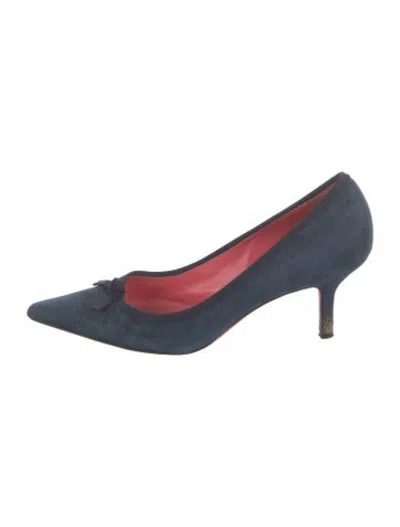 Pre-owned Judith Leiber Suede Crystal Embellishments Pumps In Blue