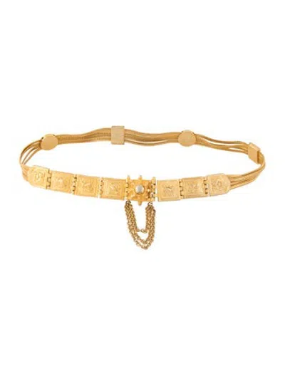 Pre-owned Judith Leiber Vintage Skinny Chain-link Belt In Gold