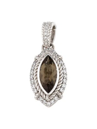 Pre-owned Judith Ripka Cubic Zirconia & Smoky Quartz Enhancer Pendant In Multicolor