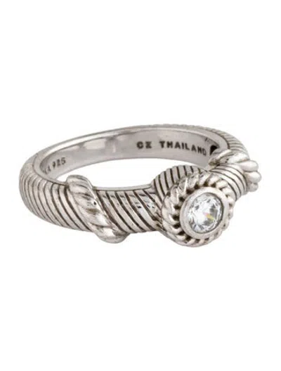 Pre-owned Judith Ripka Cubic Zirconia Cable Ring In Clear