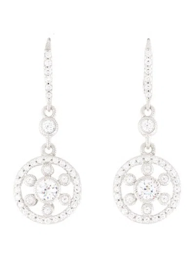 Pre-owned Judith Ripka Cubic Zirconia Circle Drop Earrings In Multicolor